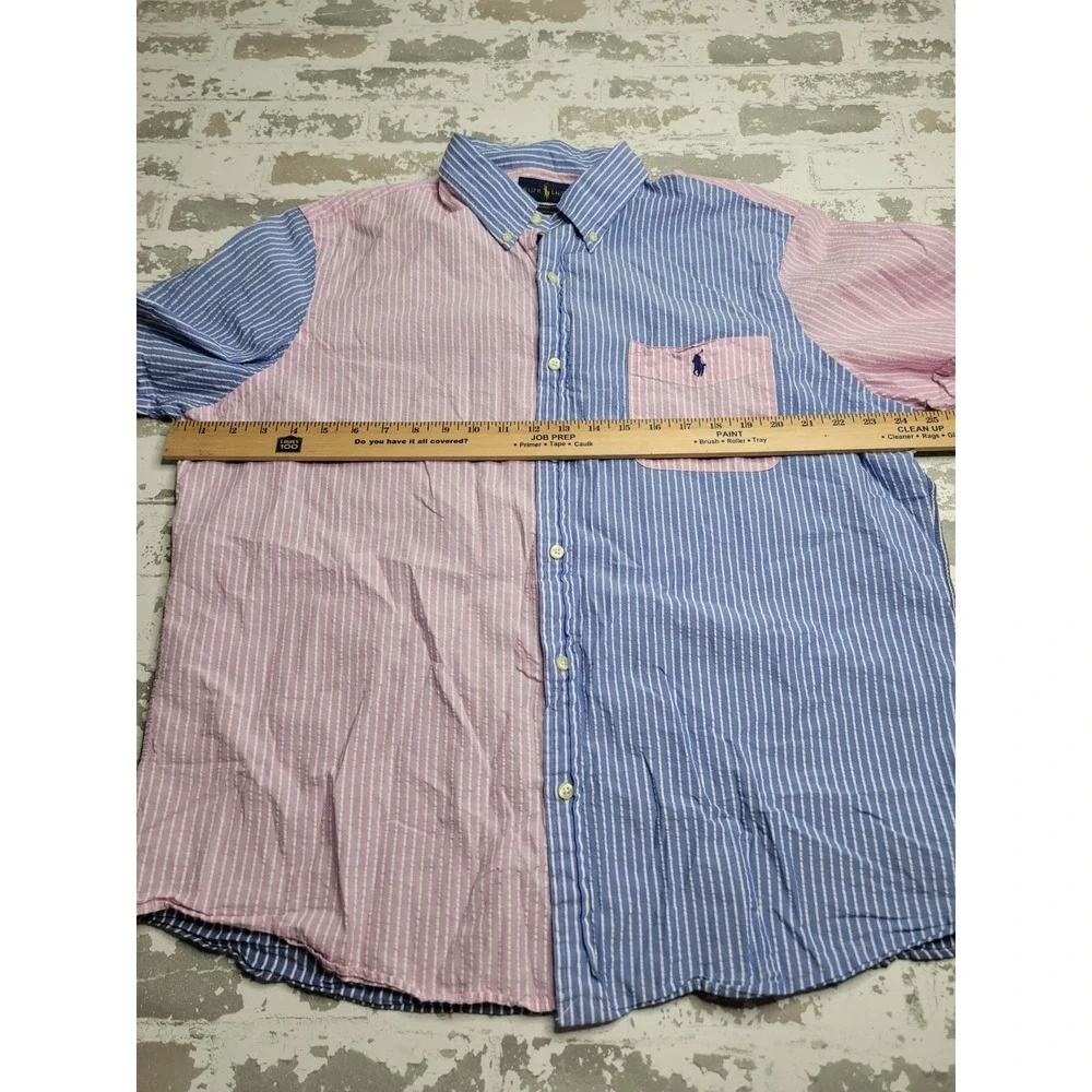 Polo Ralph Lauren Men's Classic Fit Untucked Fit Seersucker Button Down‎ XL